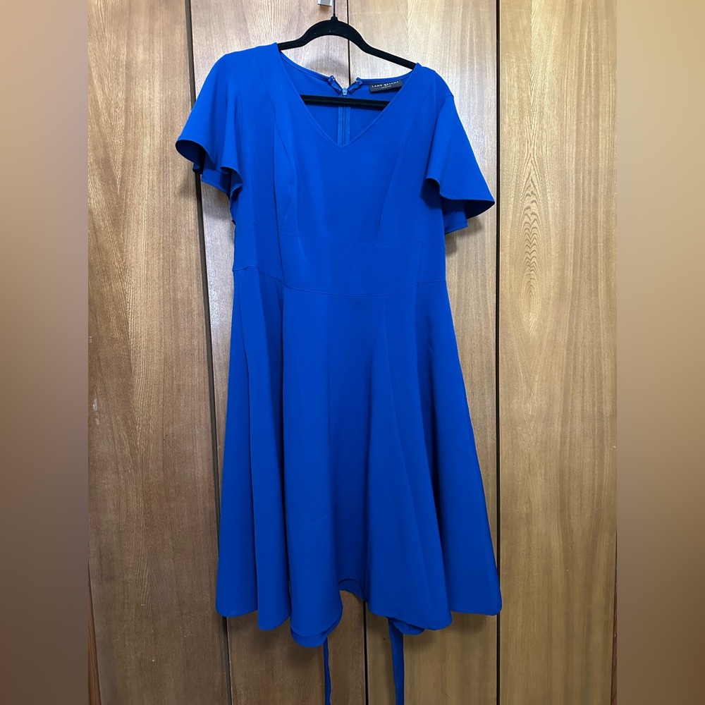 Lane Bryant Royal Blue V-Neck Fit & Flare Midi Dress